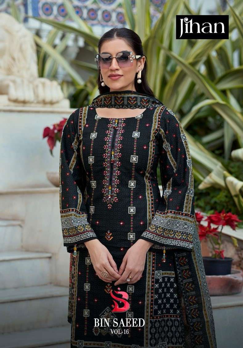 BIN SAEED LAWN COLLECTION VOL -16 D No - 3484 -3505 -3507 -3520 BY JIHAN 